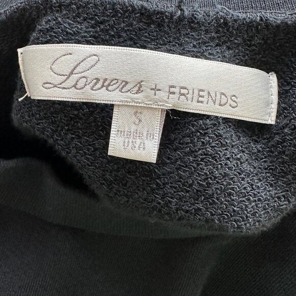 Lovers + Friends Laguna Black Round Neck Long Sleeve Raw Hem Crop Sweater S - Picture 9 of 15